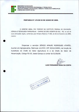 Portaria IFFAR\SVS nº 176/2009