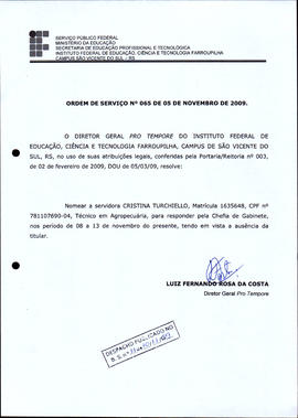 Ordem de Serviço IFFAR/SVS nº 065/2009