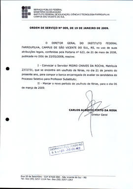 Ordem de Serviço IFFAR/SVS n° 009/2009