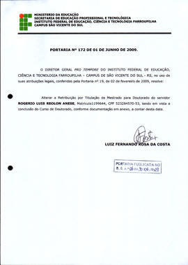Portaria IFFAR\SVS nº 172/2009