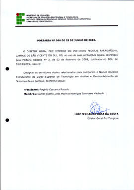 Portaria IFFAR\SVS nº 096/2010