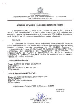 Ordem de serviço IFFAR\SVS nº 085/2016