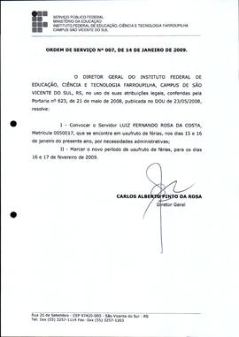 Ordem de Serviço IFFAR/SVS nº 007/2009
