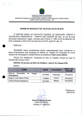 Ordem de Serviço IFFAR/SVS nº 051/2019