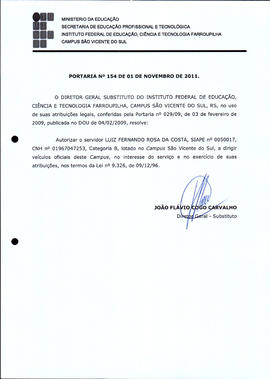 Portaria IFFAR\SVS nº 154/2011