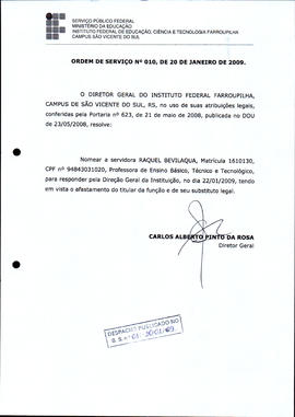 Ordem de Serviço IFFAR/SVS nº 010/2009
