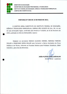 Portaria IFFAR\SVS nº 060/2011