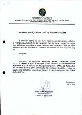 Ordem de Serviço IFFAR\SVS nº 223/2018