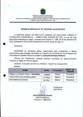 Ordem de Serviço IFFAR\SVS nº 121/2018