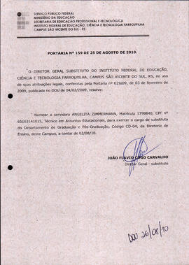 Portaria IFFAR\SVS nº 159/2010