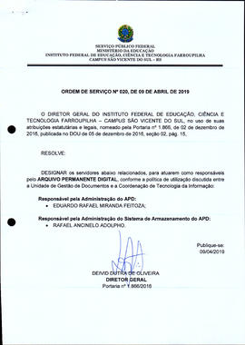 Ordem de Serviço IFFAR/SVS nº 020/2019
