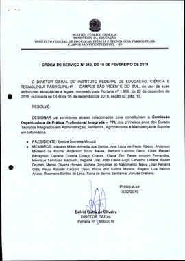 Ordem de Serviço IFFAR/SVS nº 010/2019