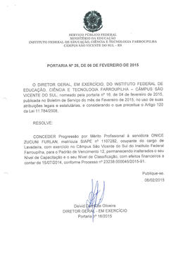 Portaria IFFAR\SVS nº 026/2015