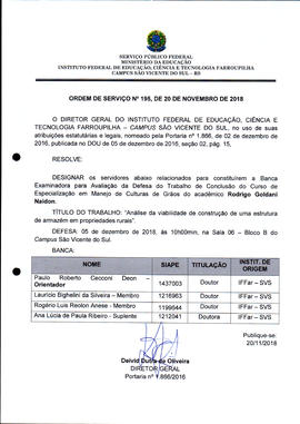 Ordem de Serviço IFFAR\SVS nº 195/2018