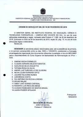 Ordem de Serviço IFFAR/SVS nº 009/2019
