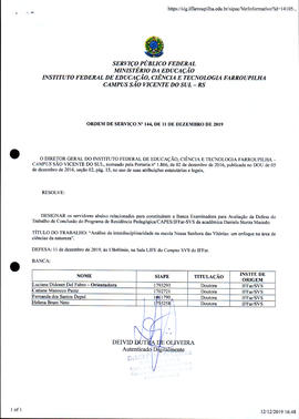 Ordem de Serviço IFFAR/SVS nº 144/2019