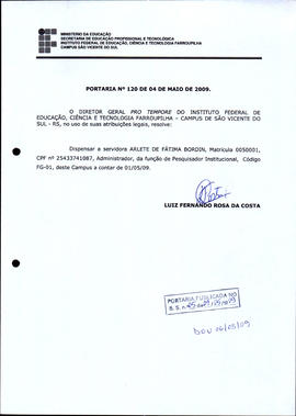 Portaria IFFAR\SVS nº 120/2009
