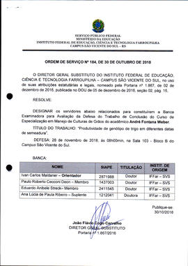 Ordens de Serviço IFFAR\SVS nº 184/2018