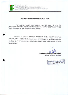 Portaria IFFAR\SVS nº 144/2009