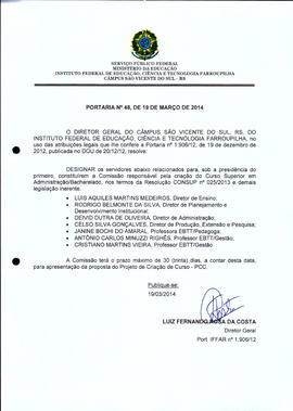 Portaria IFFAR\SVS nº 048/2014