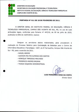 Portaria IFFAR\SVS nº 011/2011