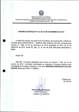 Ordem de Serviço IFFAR/SVS nº 115/2019