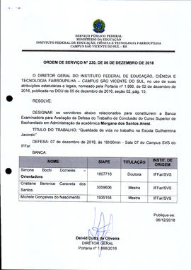 Ordem de Serviço IFFAR\SVS nº 230/2018