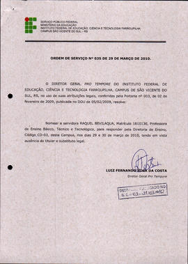 Ordem de Serviço IFFAR\SVS nº 035/2010