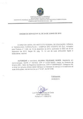 Ordem de Serviço IFFAR\SVS nº 032/2015