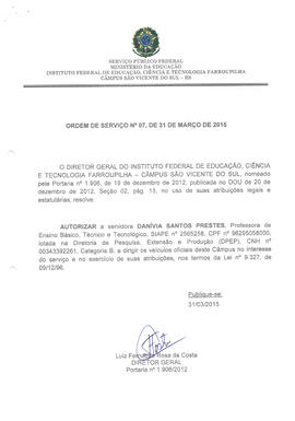 Ordem de Serviço IFFAR\SVS nº 007/2015