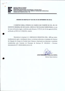 Ordem de Serviço IFFAR\SVS nº 023/2012