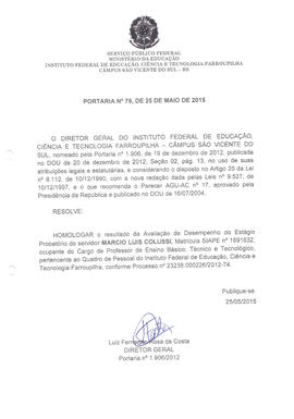 Portaria IFFAR\SVS nº 079/2015