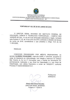 Portaria IFFAR\SVS nº 125/2018