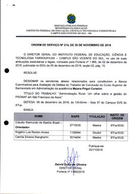 Ordem de Serviço IFFAR\SVS nº 214/2018