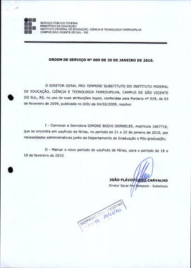 Ordem de Serviço IFFAR\SVS nº 009/2010