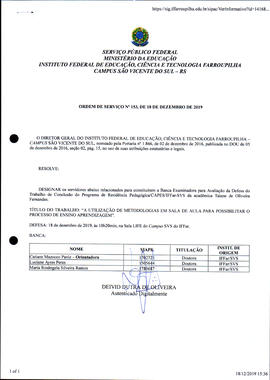 Ordem de Serviço IFFAR/SVS nº 153/2019