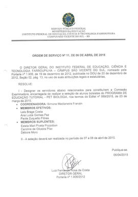 Ordem de Serviço IFFAR\SVS nº 011/2015