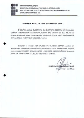 Portaria IFFAR\SVS nº 102/2011