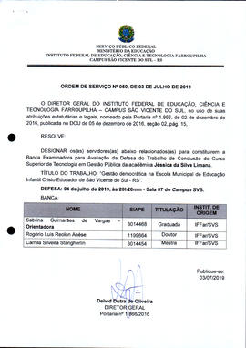 Ordem de Serviço IFFAR/SVS nº 050/2019