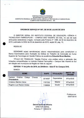 Ordem de Serviço IFFAR/SVS nº 057/2019