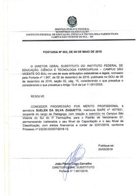 Portaria IFFAR\SVS nº 093/2018