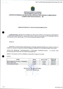 Ordem de Serviço IFFAR/SVS nº 154/2019