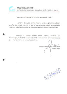 Ordem de serviço CEFETSVS nº 45/2005