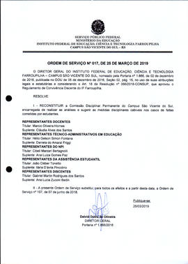 Ordem de Serviço IFFAR/SVS nº 017/2019
