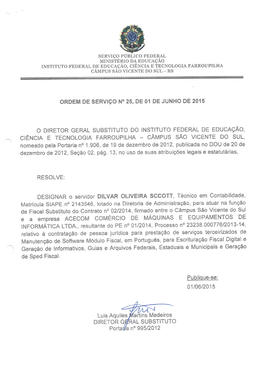Ordem de Serviço IFFAR\SVS nº 025/2015