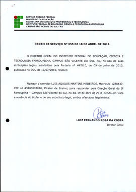 Ordem de Serviço IFFAR\SVS nº 055/2011