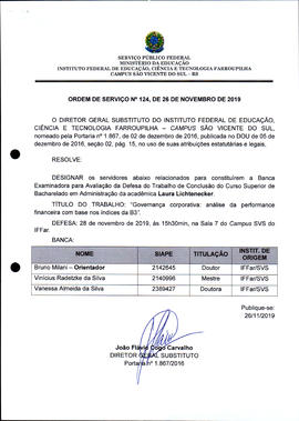 Ordem de Serviço IFFAR/SVS nº 124/2019