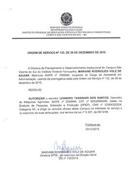 Ordem de Serviço IFFAR\SVS nº 133/2015