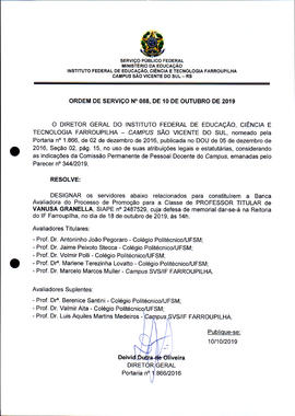 Ordem de Serviço IFFAR/SVS nº 088/2019