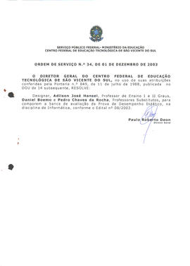 Ordem de serviço CEFETSVS nº 34/2003